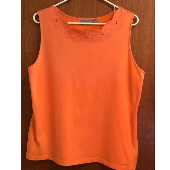 Croft & Barrow, Orange, sleeveless, tank top, Size: PXL (Petite Extra Large) - Picture 1 of 8